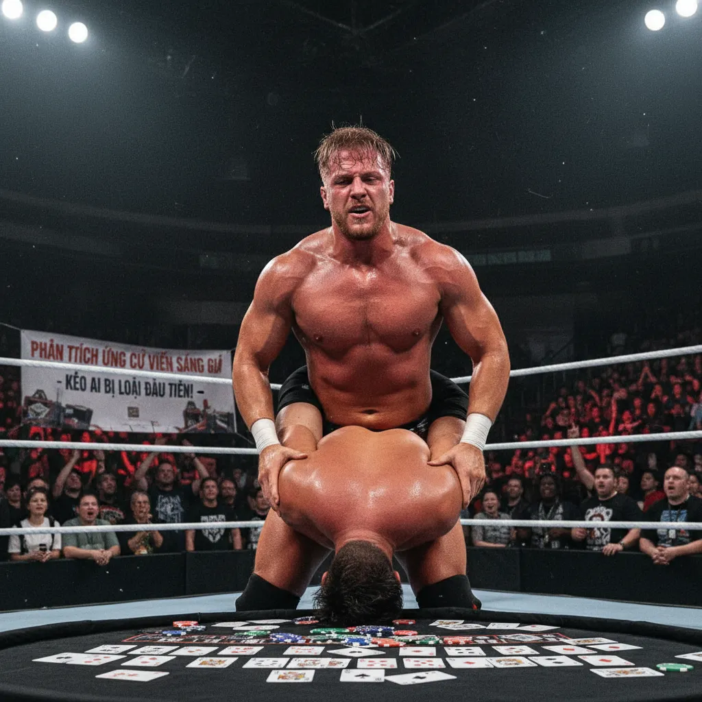 Cảnh hỗn loạn trong một trận đấu Royal Rumble